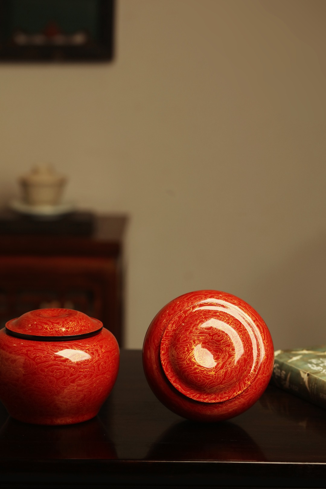 大漆【红金】茶叶罐