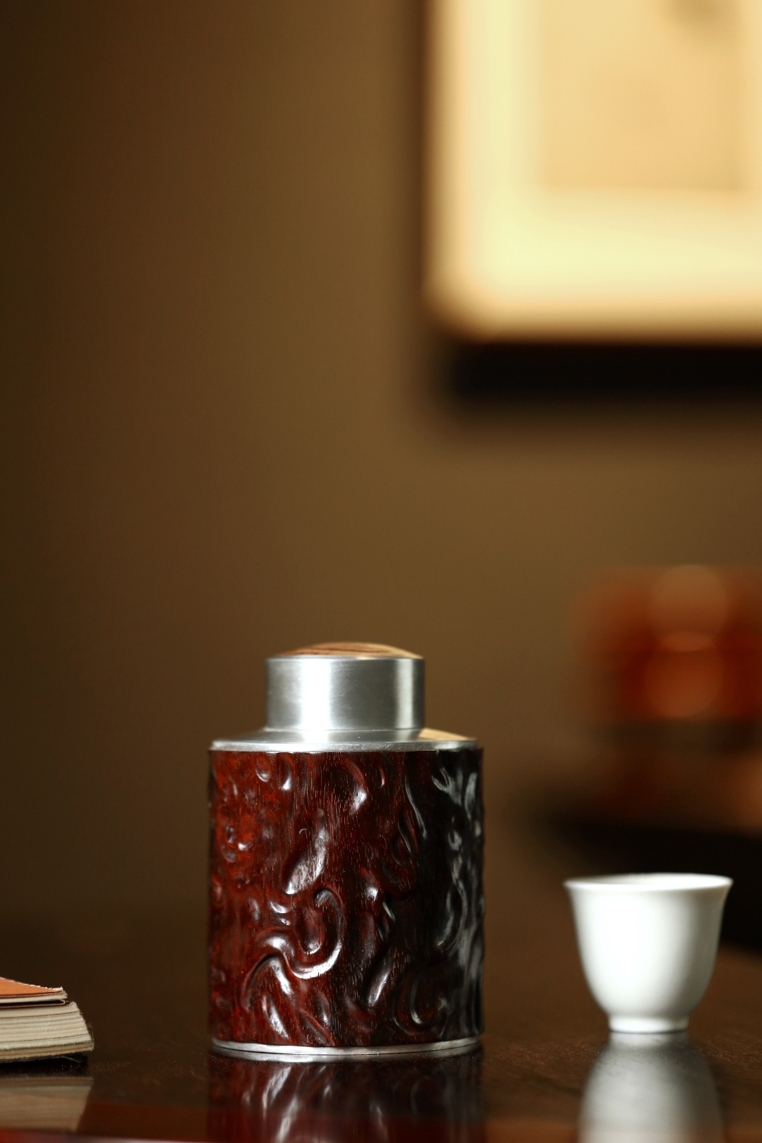 小叶紫檀 | 盘根纹·茶叶罐