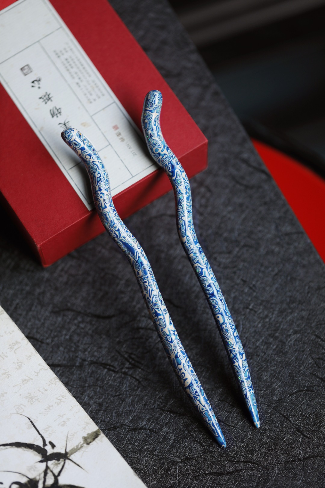 大漆【兰淡】发簪