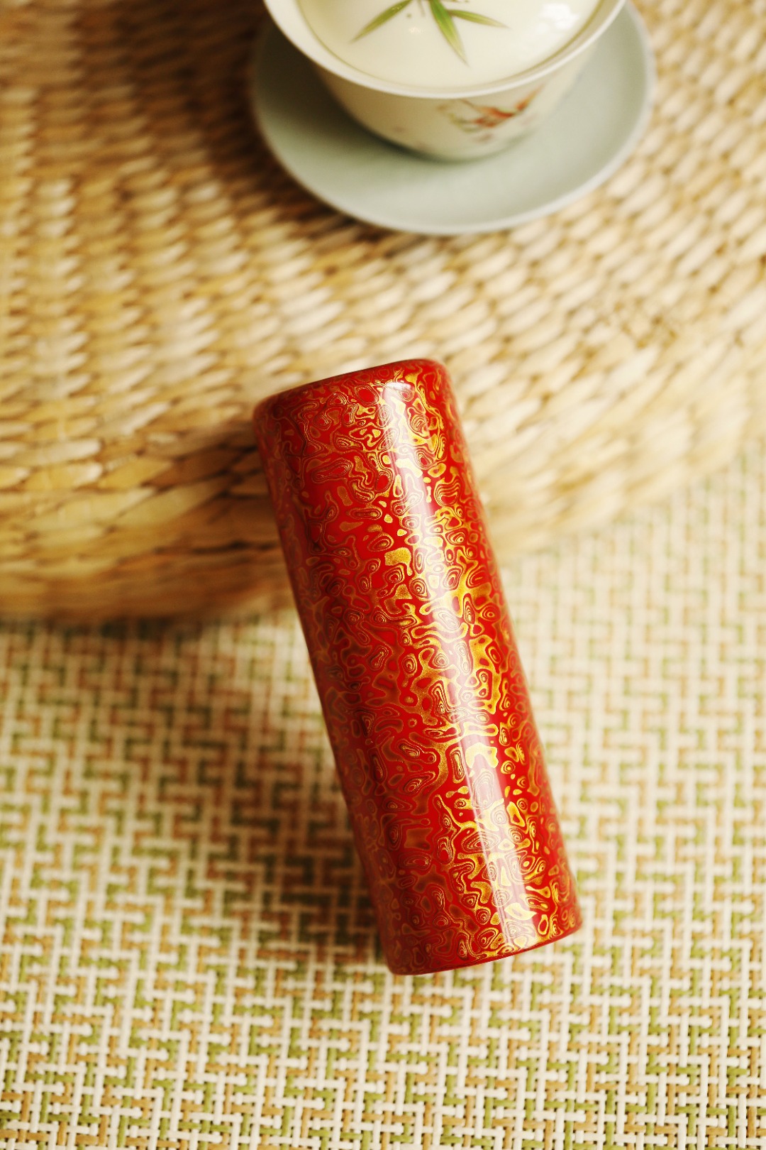 大漆 | 红金 帽筒