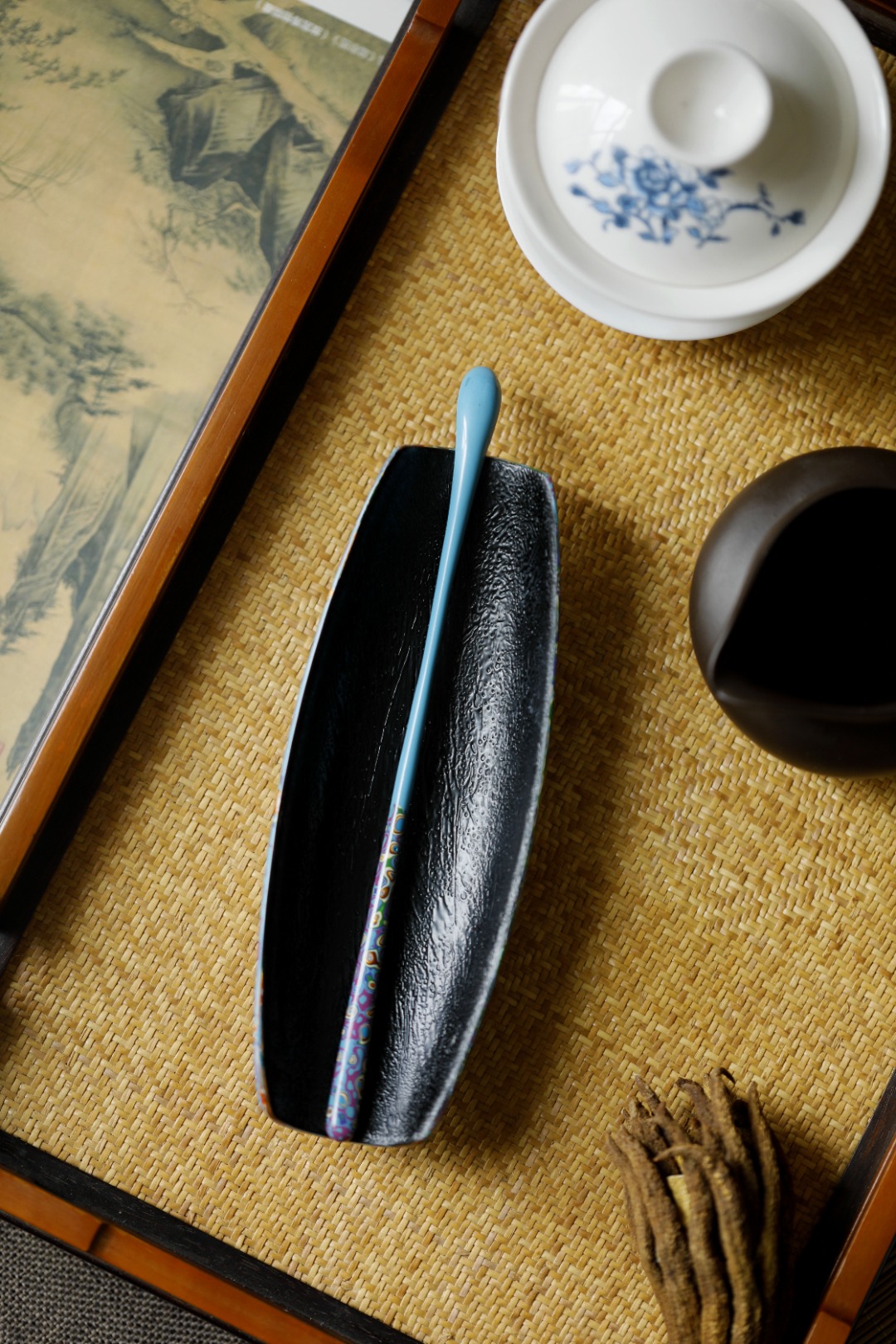 大漆【透蓝】茶则