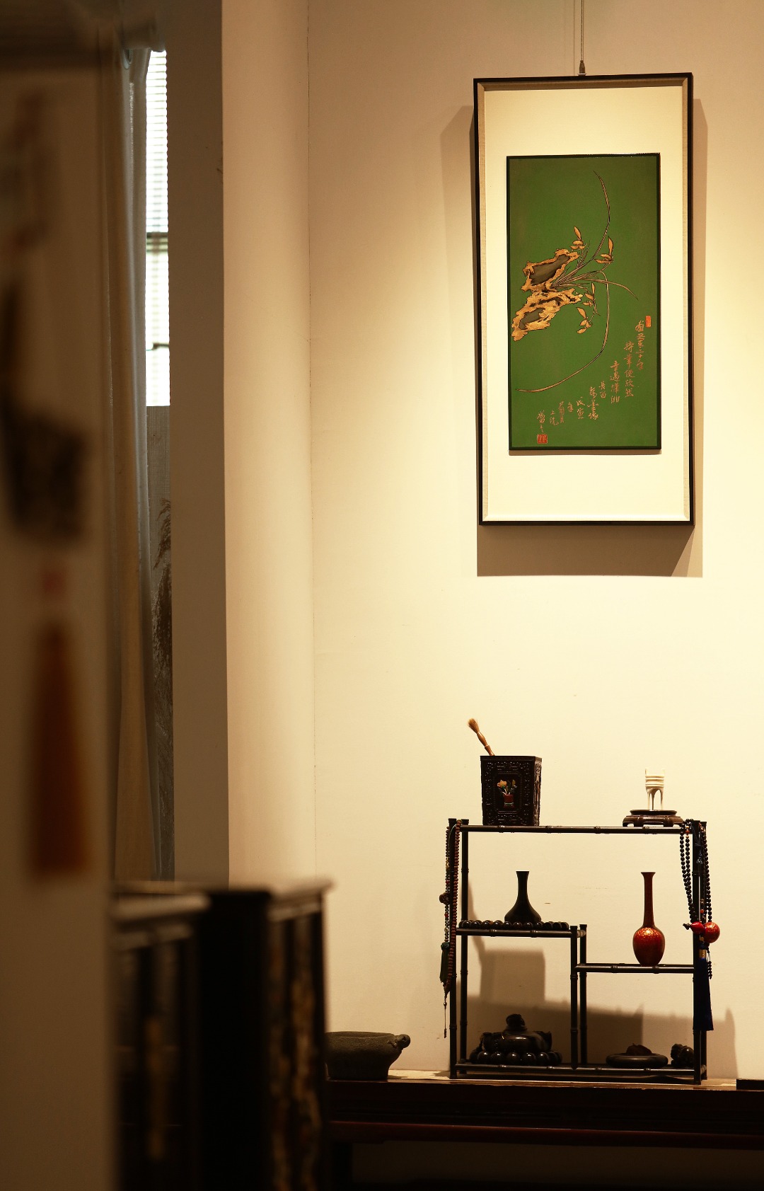  漆画【兰花】挂屏