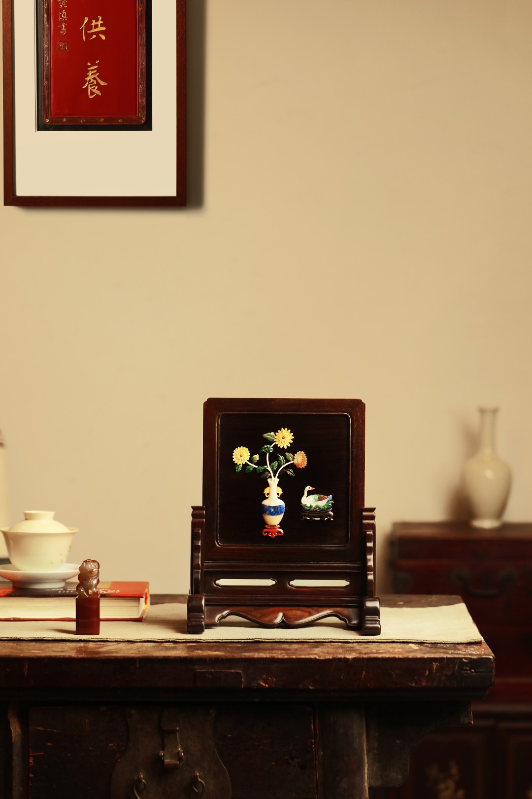 酸枝x百宝嵌 | 清供图 插屏