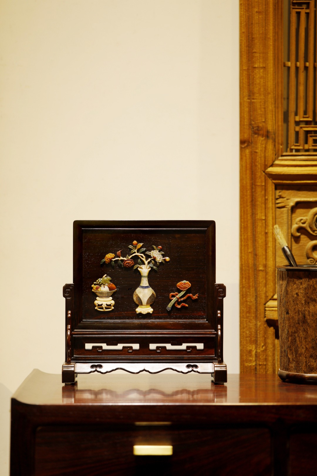 酸枝百宝嵌【清供图】插屏
