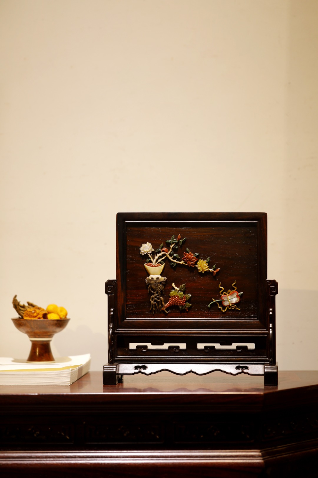 酸枝百宝嵌【清供图】插屏
