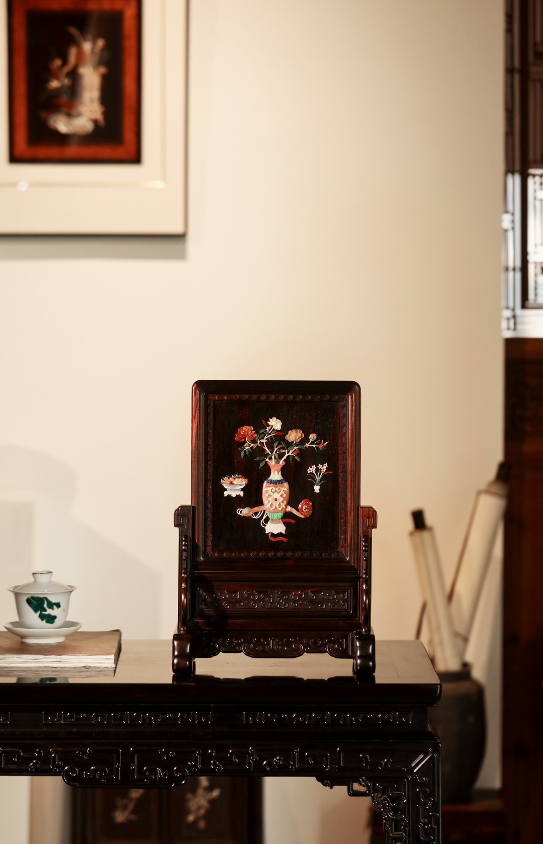 酸枝x百宝嵌【清供图】插屏
