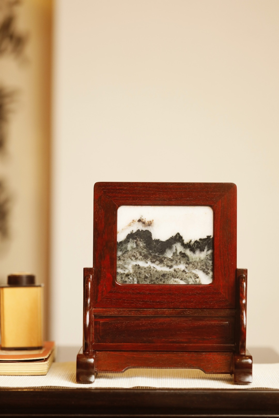 小叶紫檀 | 云石插屏
