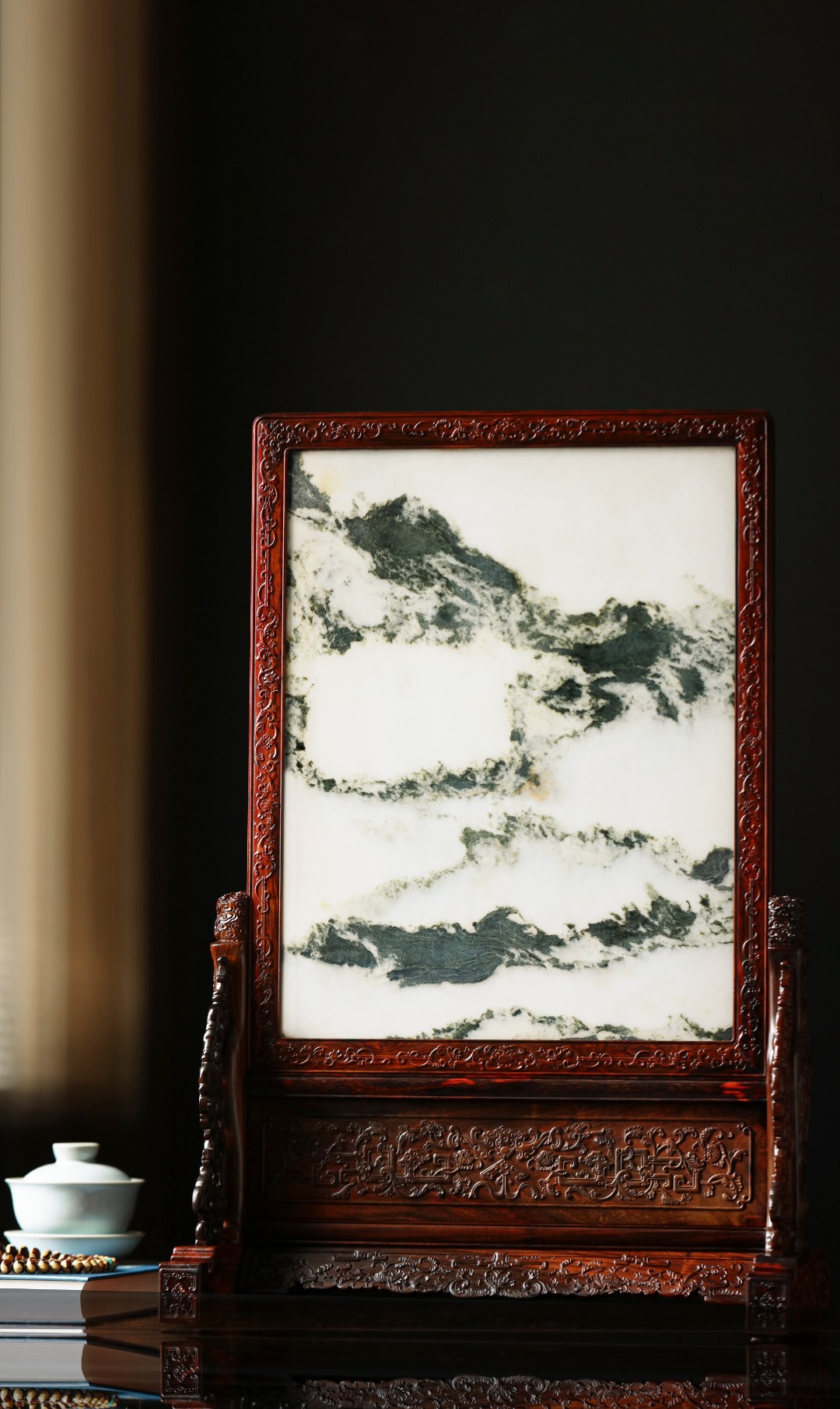 大红酸枝X云石 | 插屏
