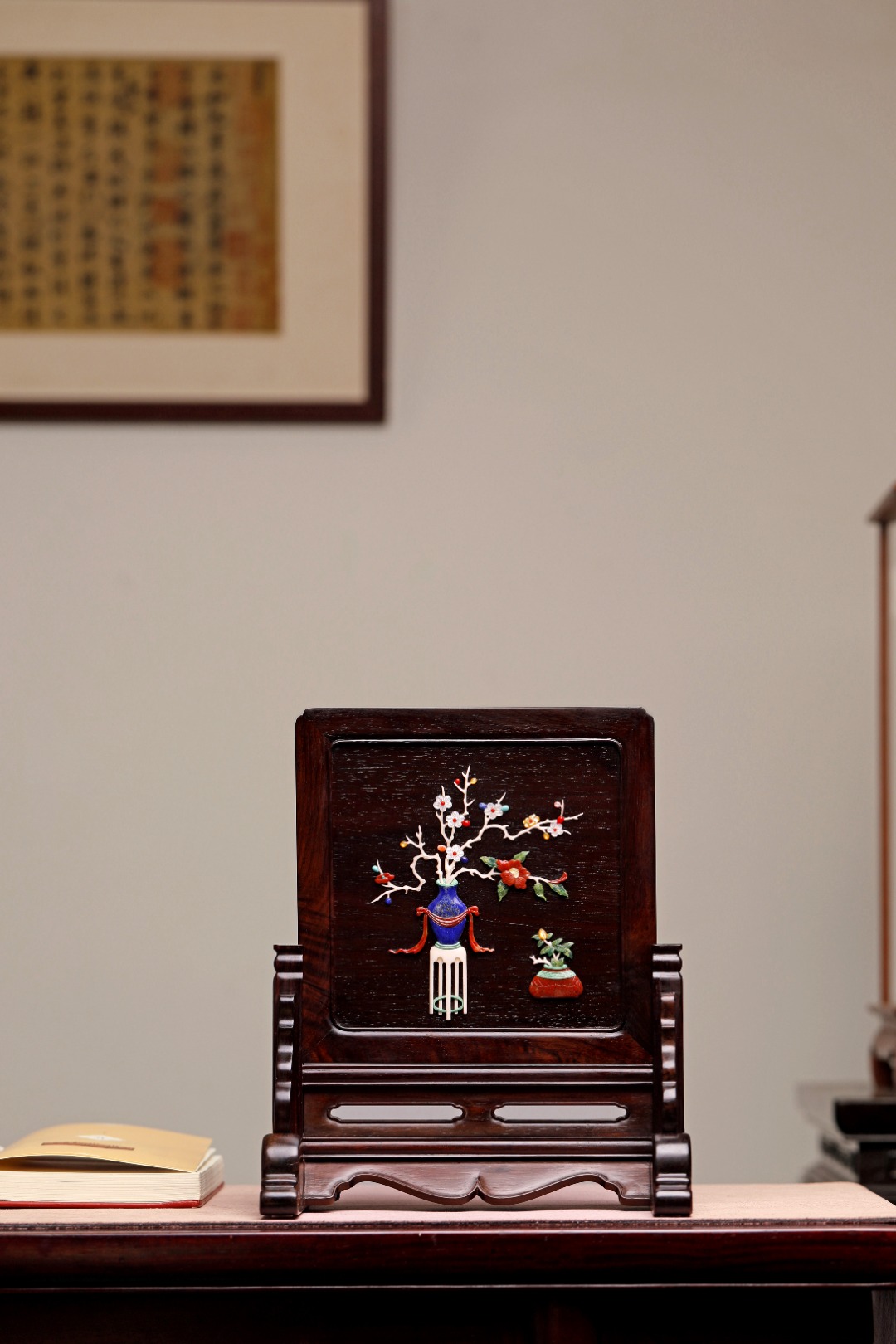 酸枝x百宝嵌 | 清供图 插屏
