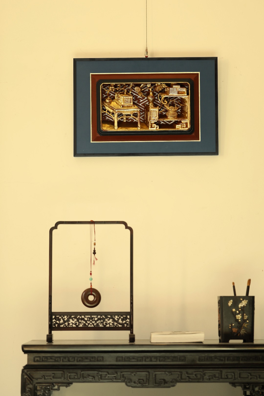 老楠木【博古图】挂屏

