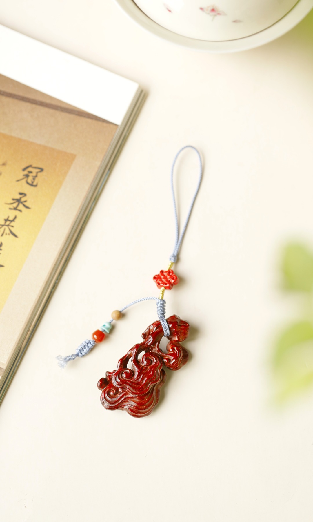 小叶紫檀【灵芝】钥匙扣 
