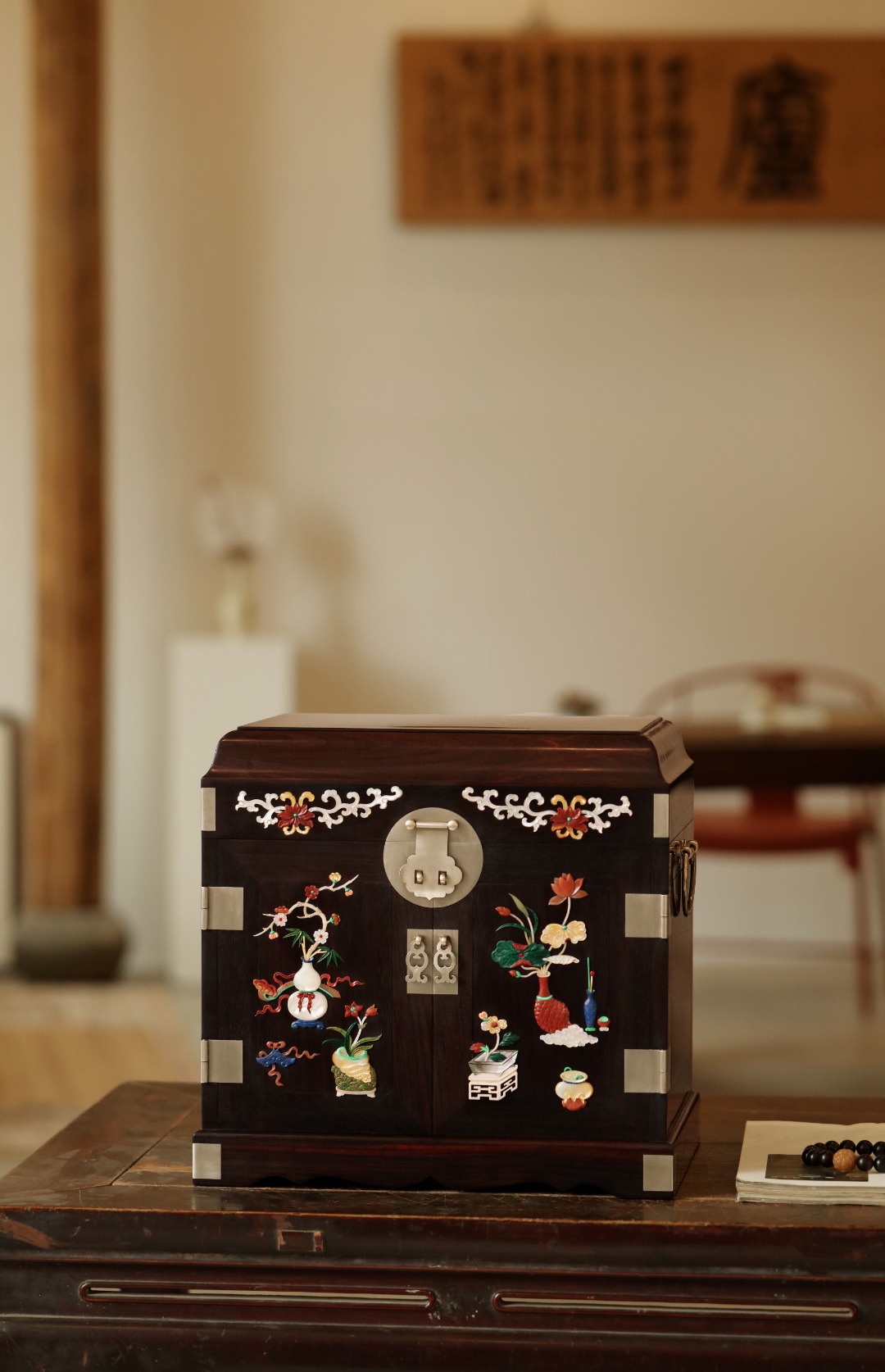 酸枝x百宝嵌【博古图】官皮箱
