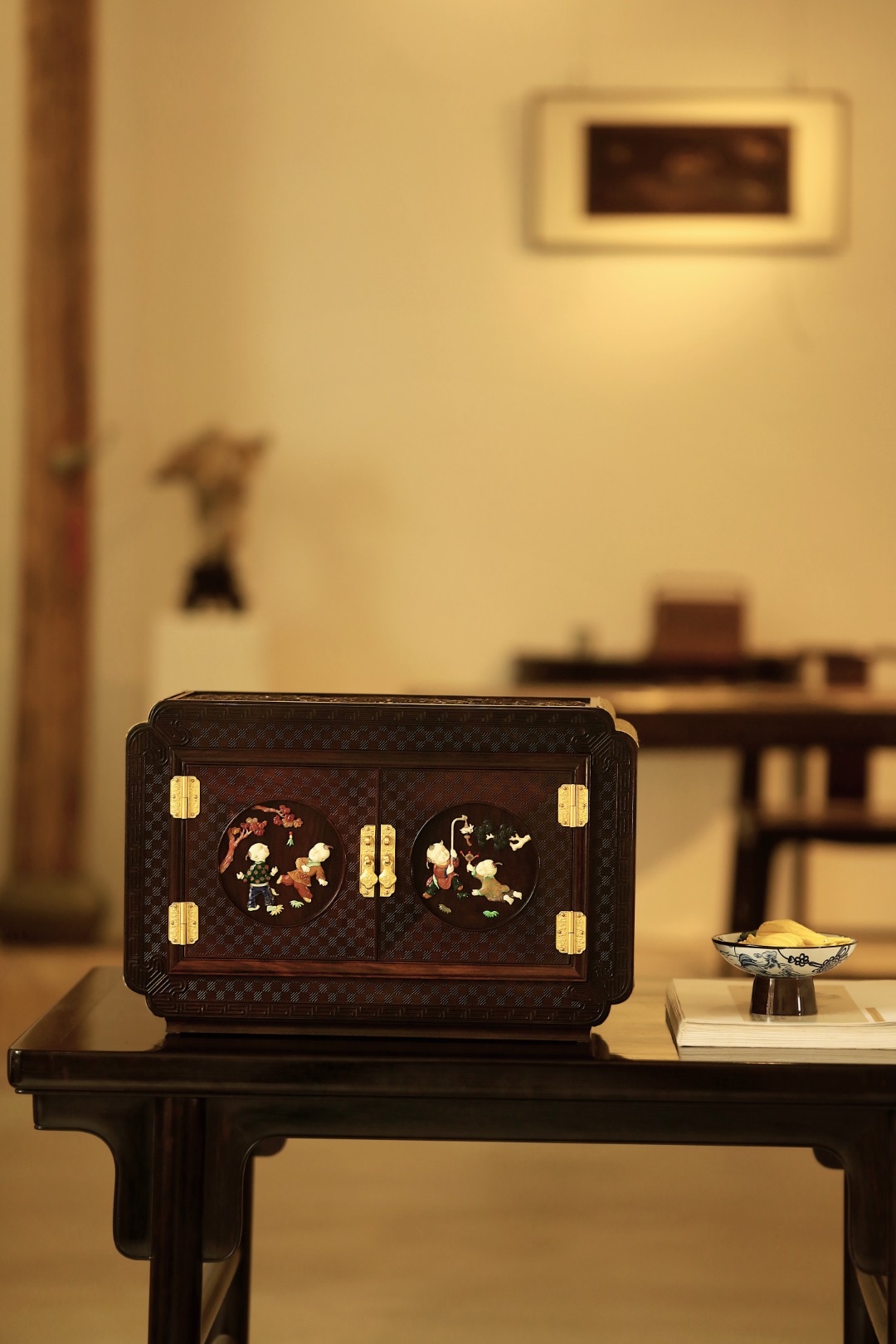 酸枝x百宝嵌【童趣长春】百宝箱
