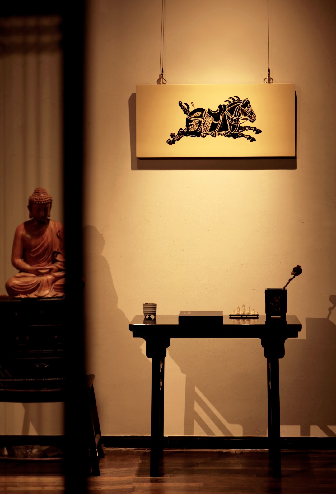 老楠木x大漆【唐马】挂屏
