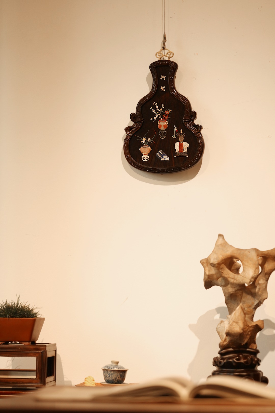 酸枝x百宝嵌【葫芦·清供图】挂屏
