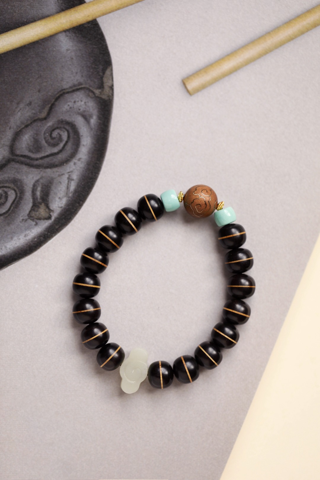 紫光檀嵌黄杨木【涵凌】
