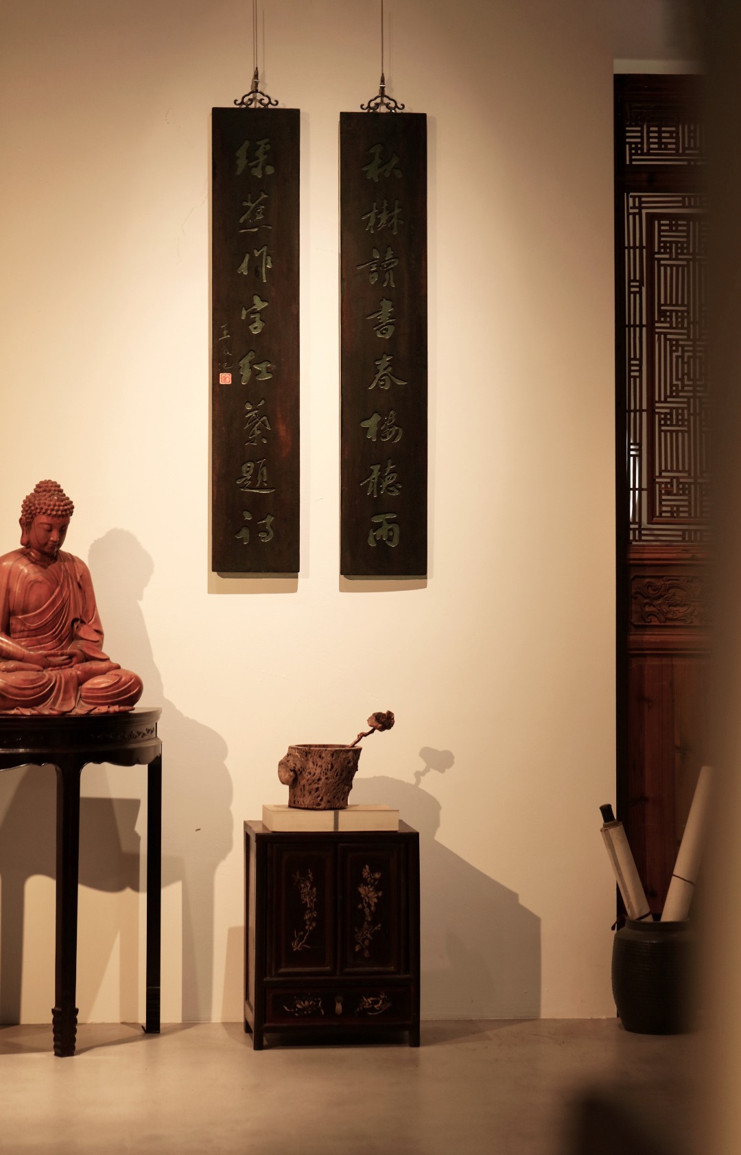 雅室清居｜楠木对联
