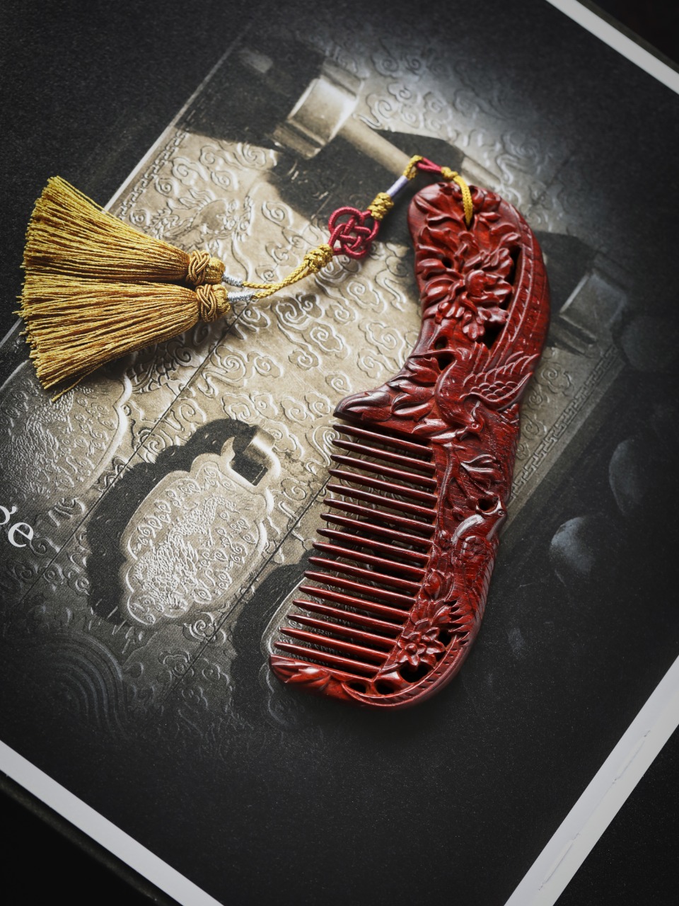 紫檀【富贵呈祥】木梳
