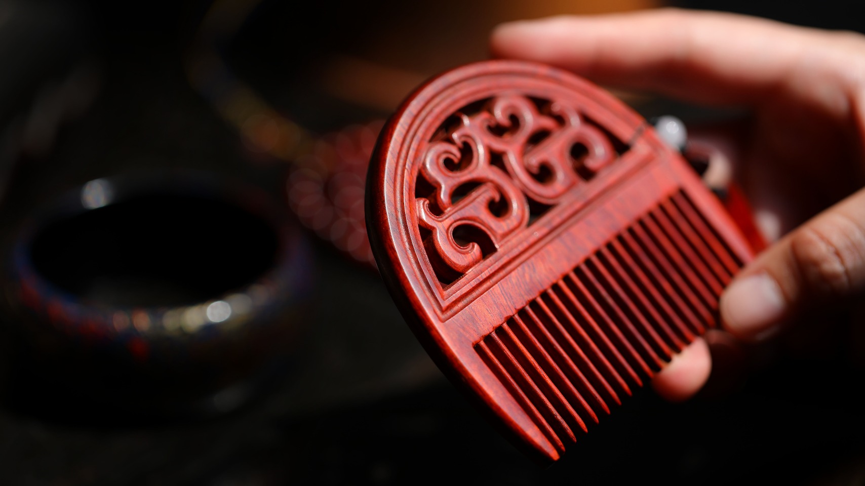 紫檀 | 梳美人-福字坠
