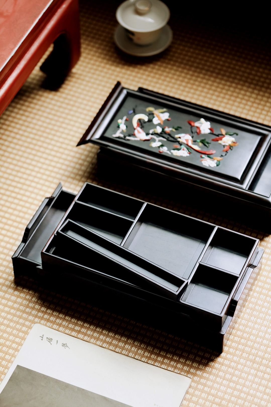 紫光檀【玉堂富贵】机关首饰盒
