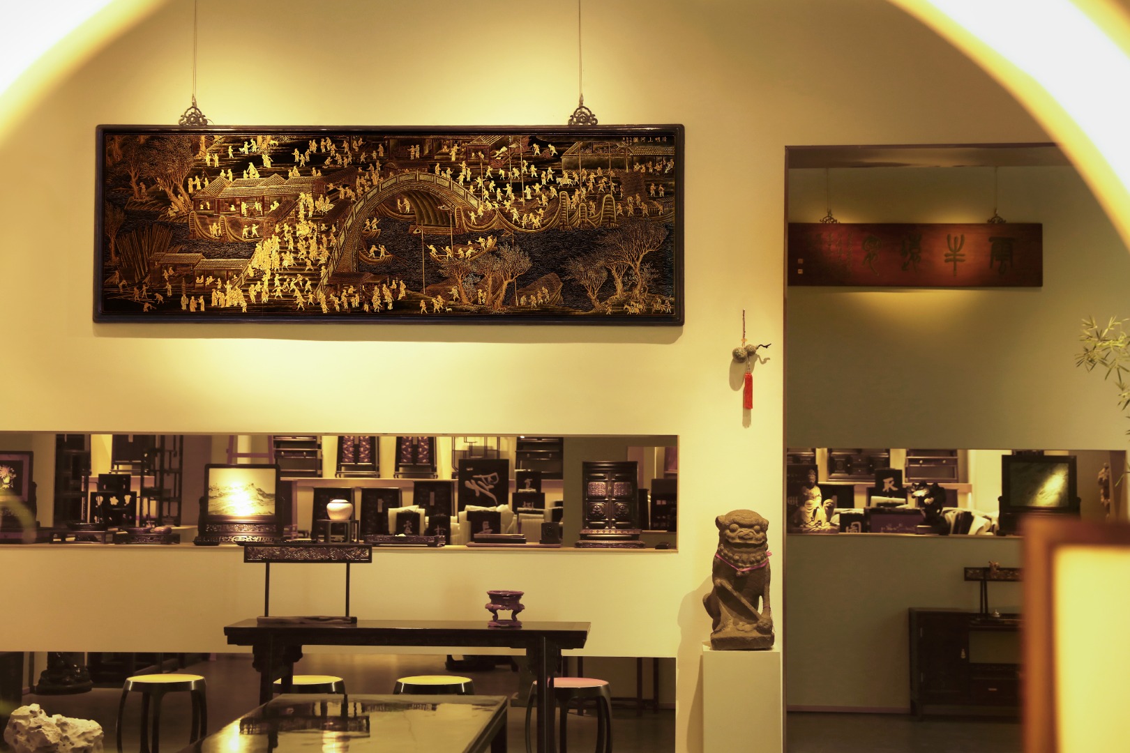 老楠木x漆画【清明上河图】超大挂屏
