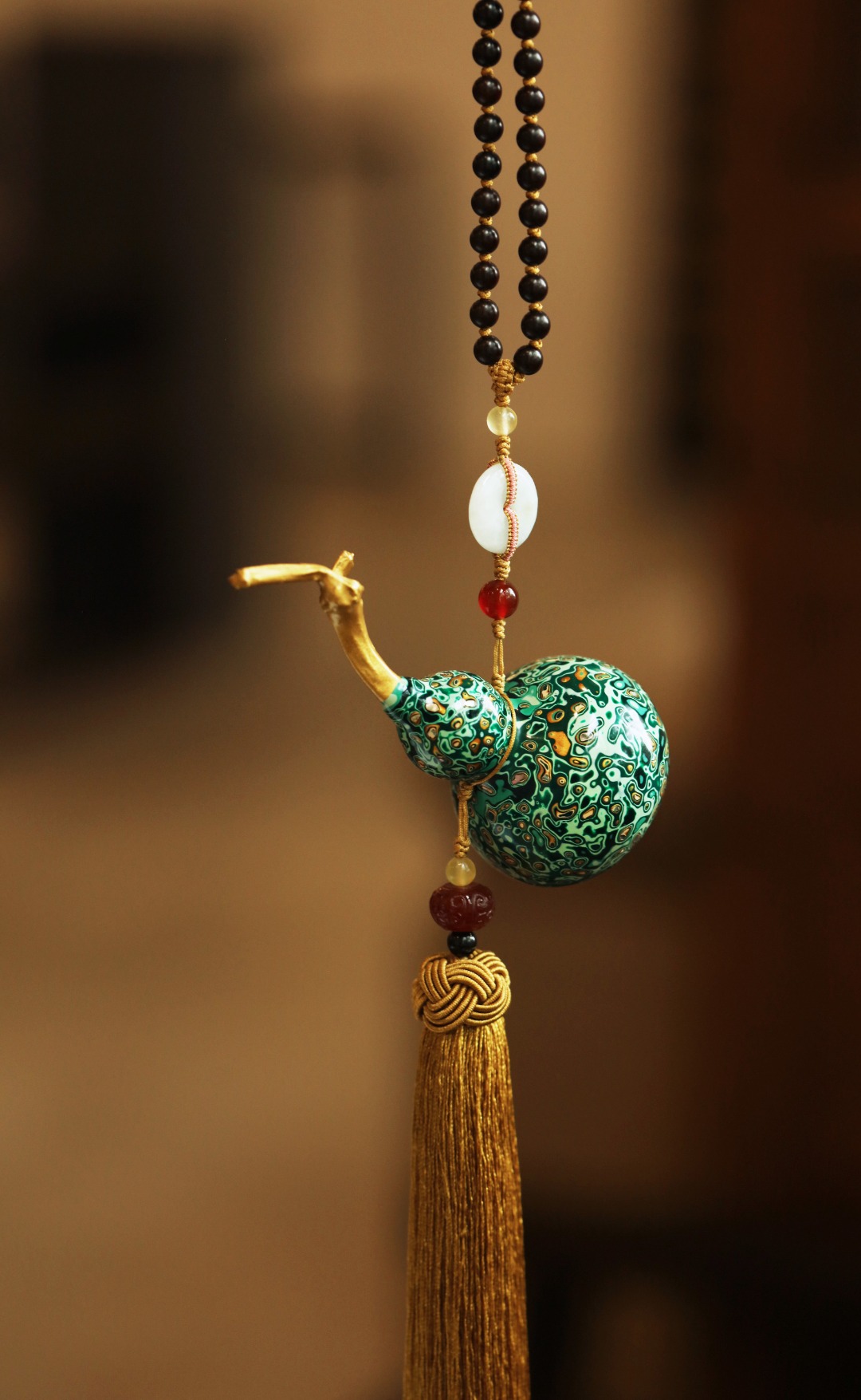 大漆·青绿【福禄】车挂
