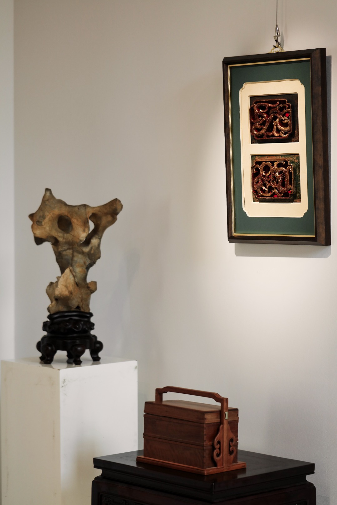 清时期老花板「龙凤呈祥」 挂屏
