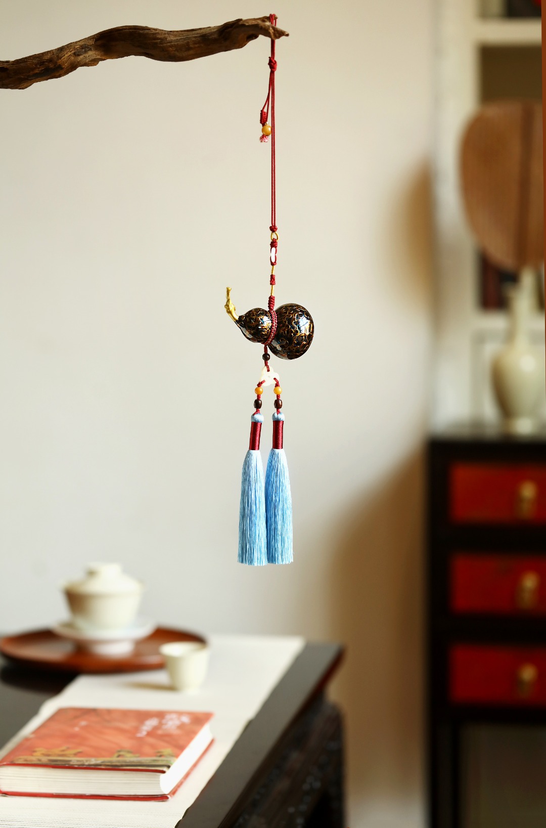 大漆·黑金蓝【福禄】挂件
