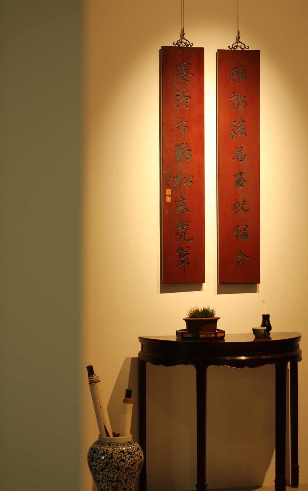 林则徐｜楠木对联
