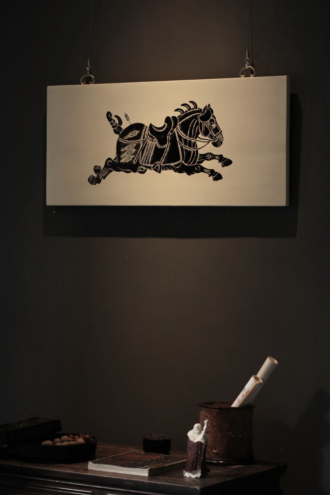 大漆【唐马】挂屏
