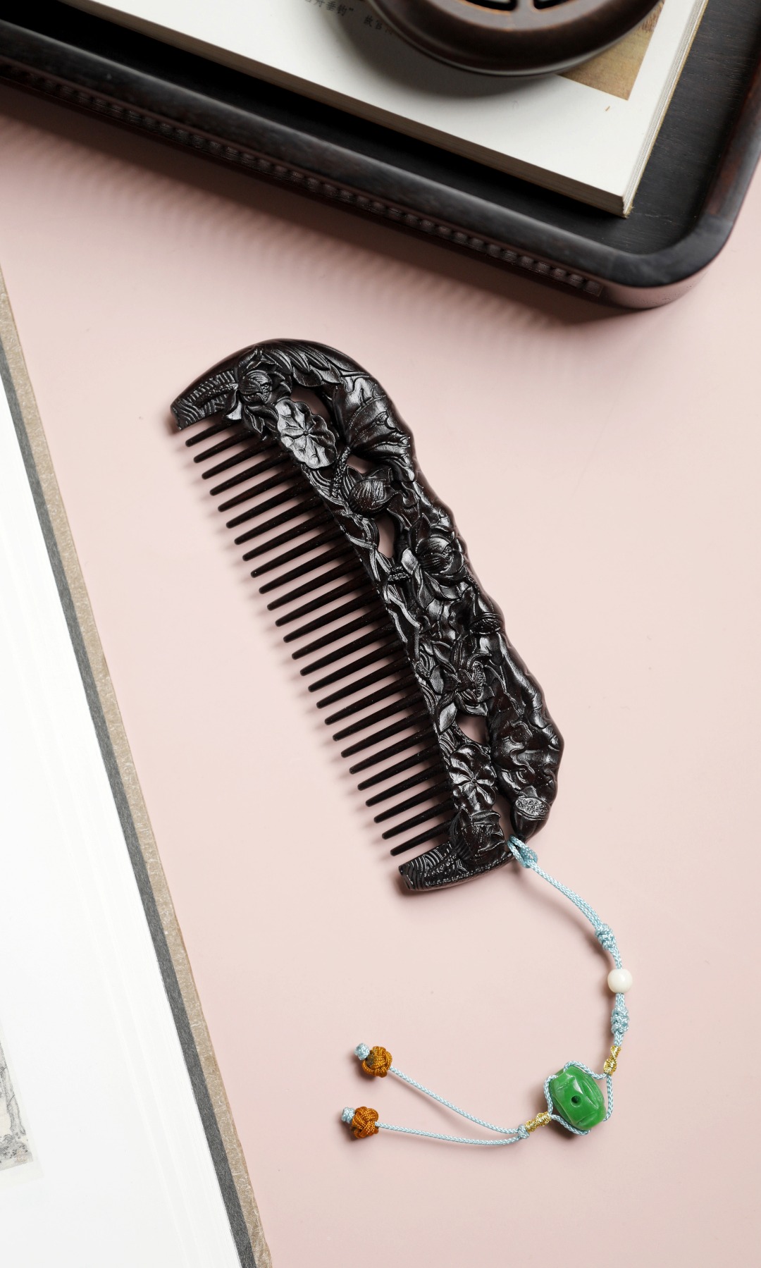 紫光檀【夏荷】木梳
