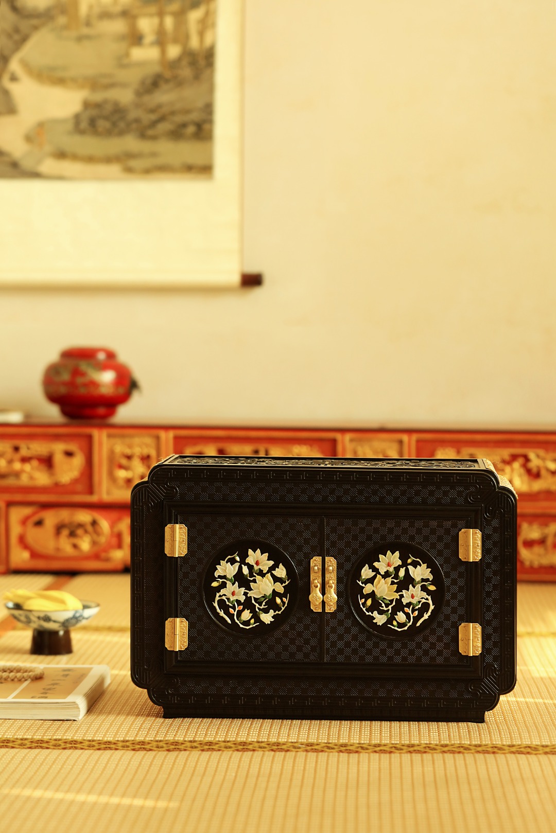 紫光檀x百宝嵌【玉堂富贵】百宝箱
