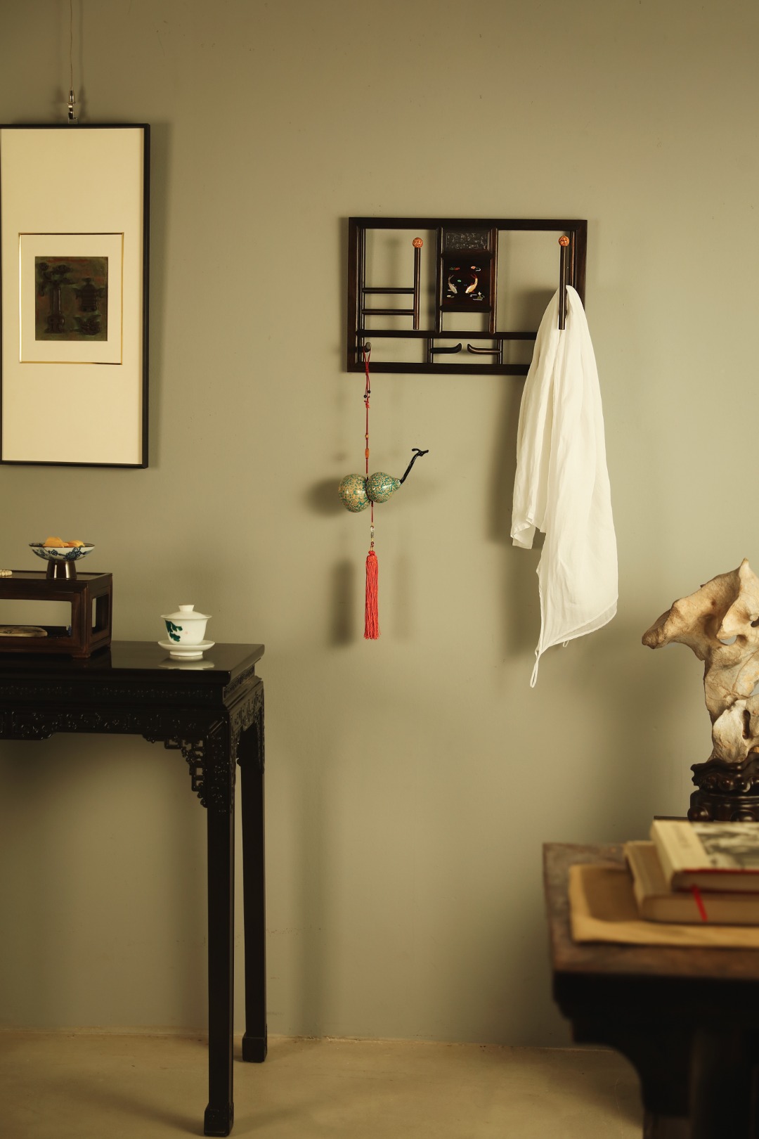 酸枝x百宝嵌【连年有余】衣挂架
