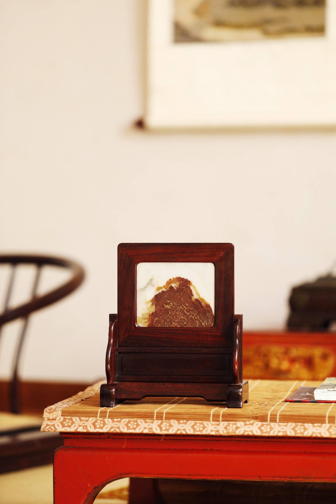 小叶紫檀 | 云石插屏
