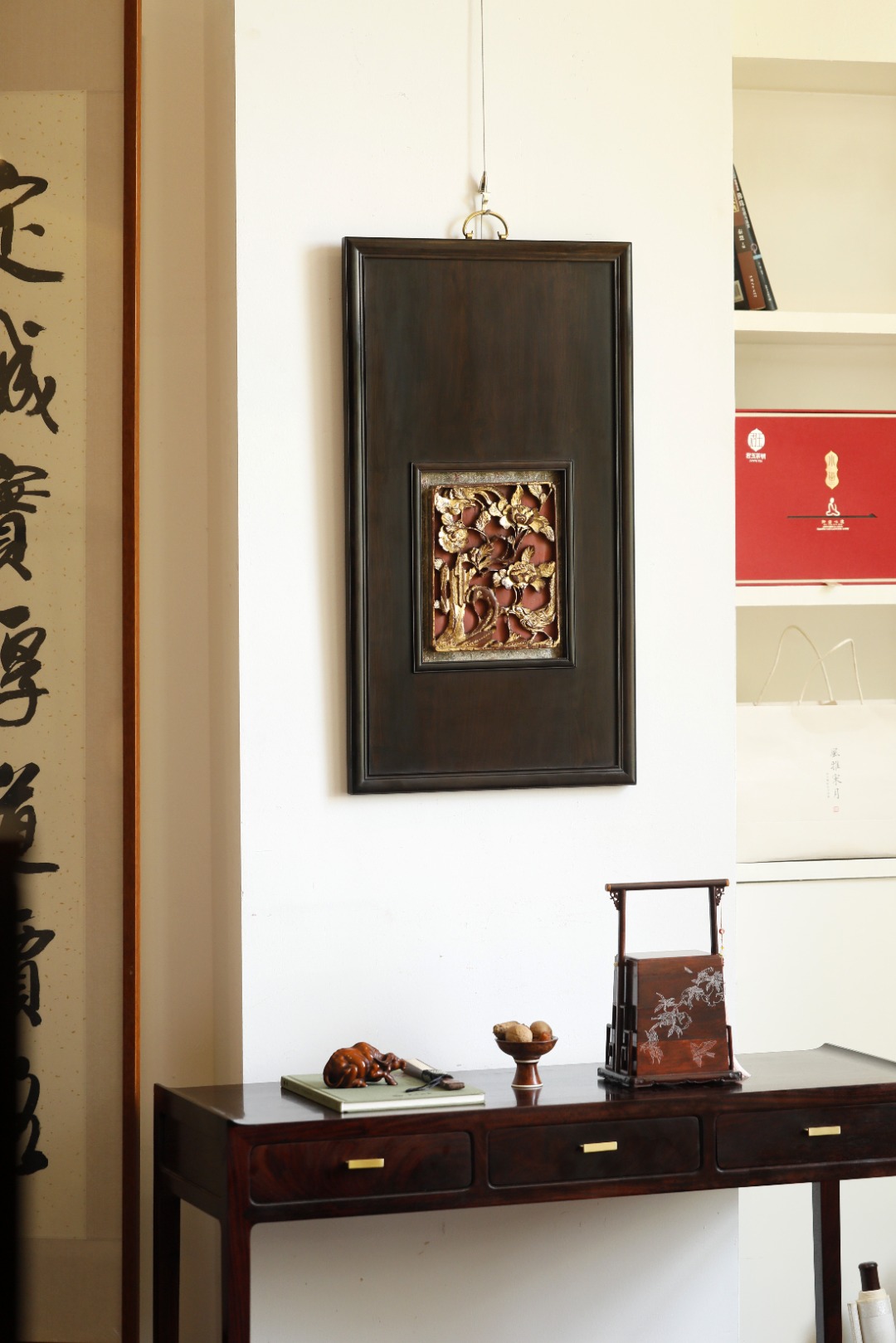 紫光檀【鸟语花香】挂屏

