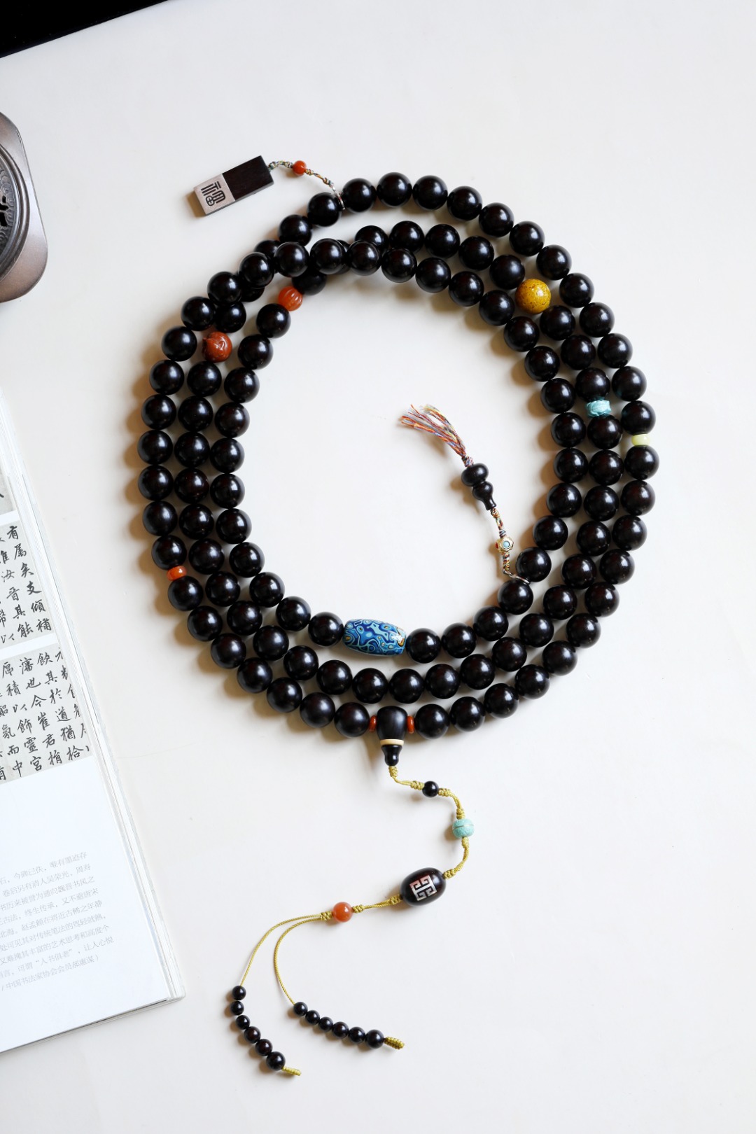 【3521】 包浆多金星1.5x108颗 高油密老料小叶紫檀 质感坚润 