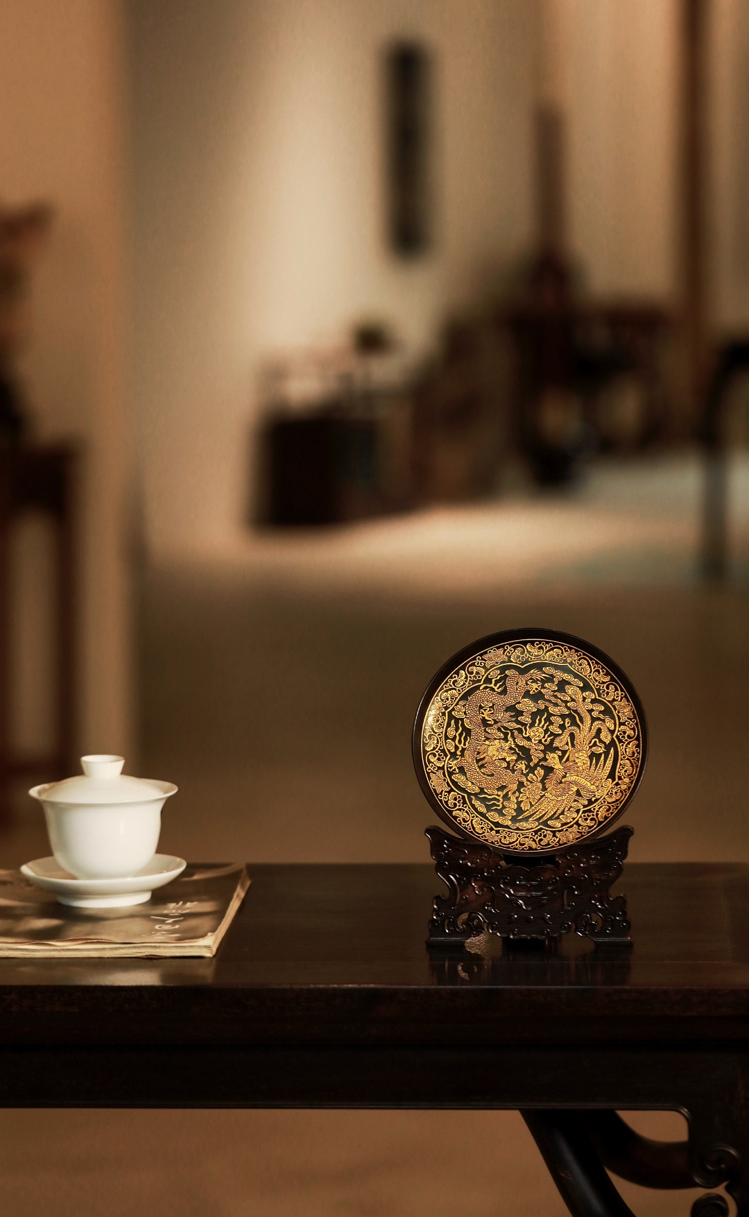 紫光檀x描金 | 龙凤呈祥·赏盘
