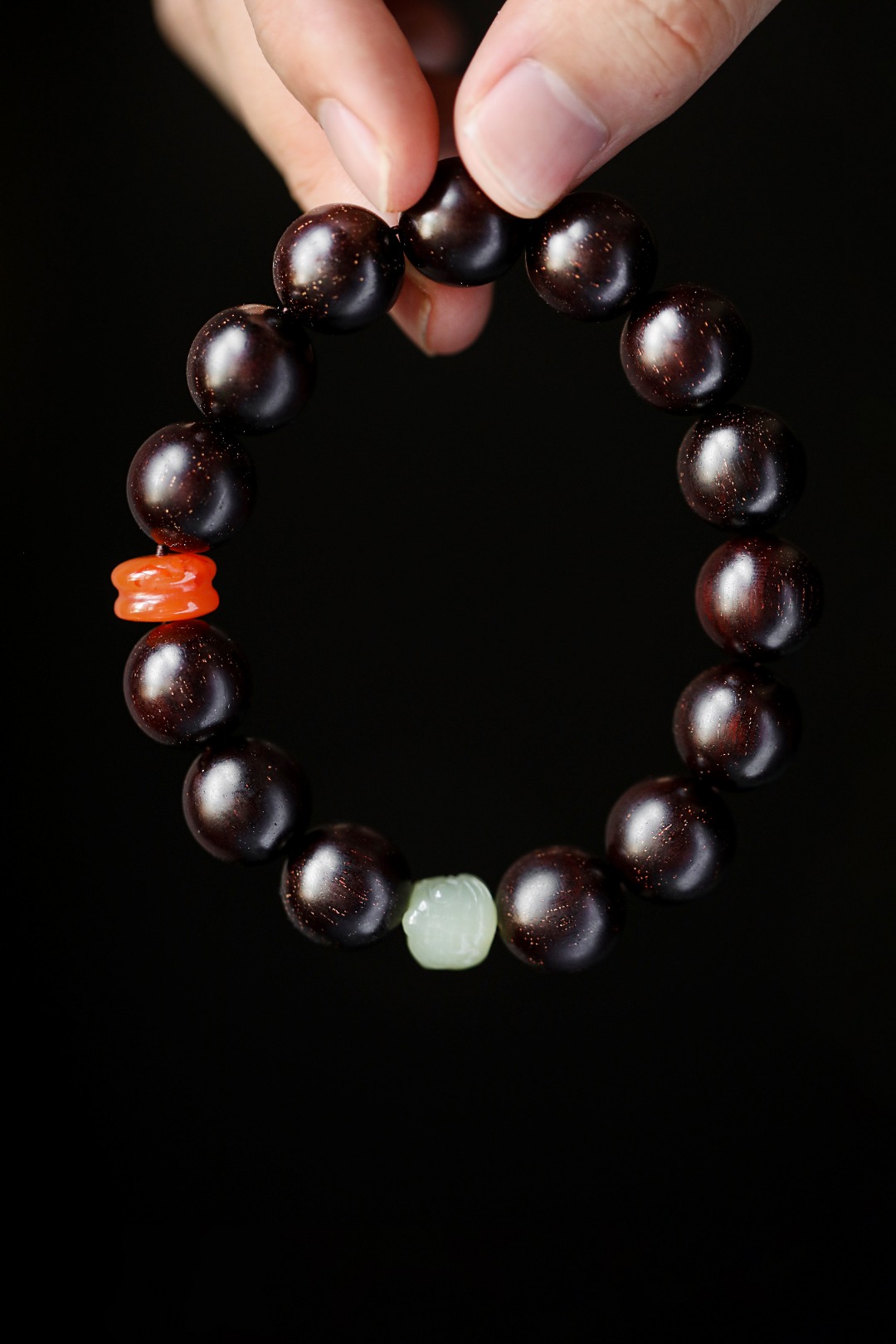 小叶紫檀高密度多金星包浆老料15mm男士手串