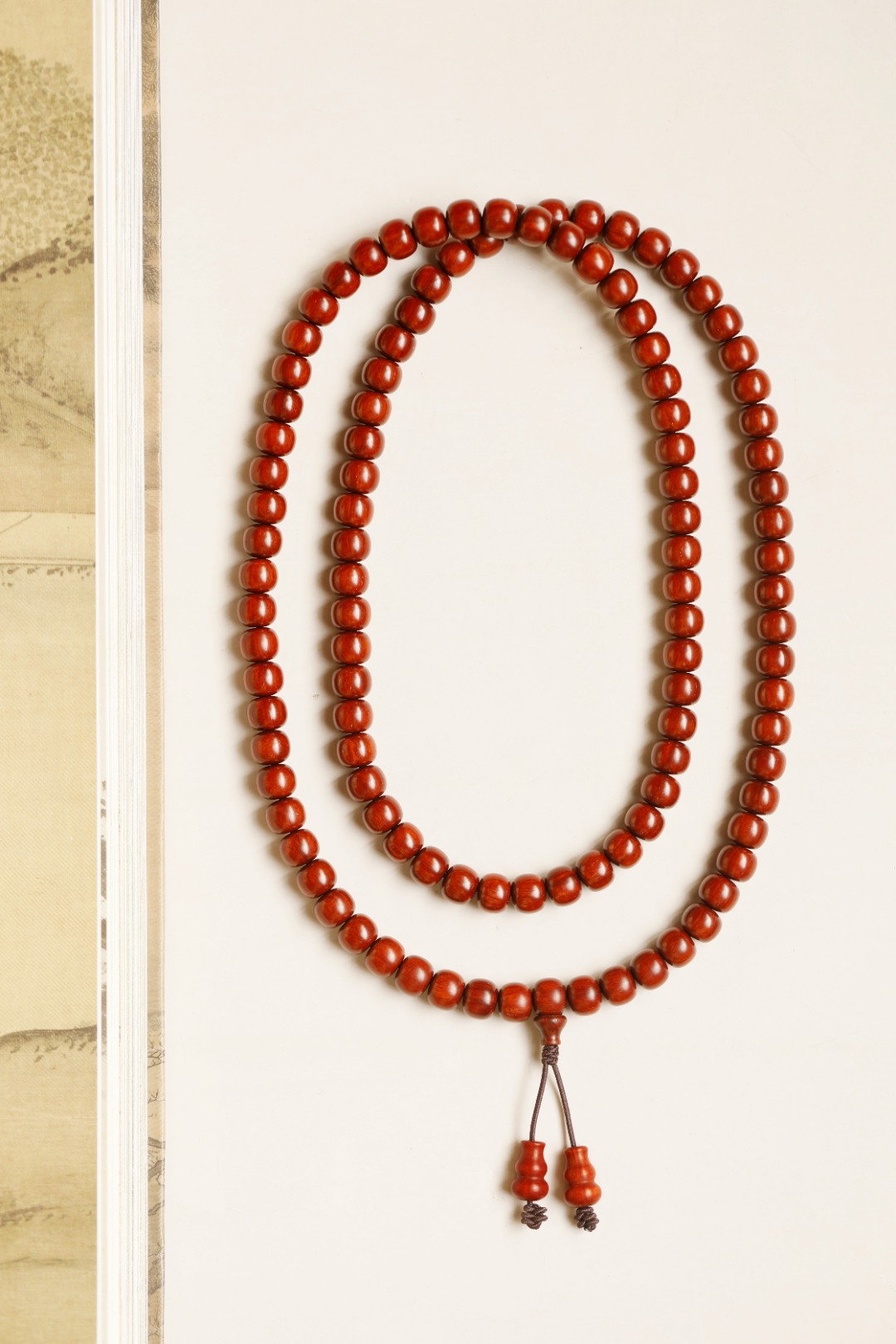 3589 小叶紫檀 鸡血红 7x8mm 108颗 约37.4g