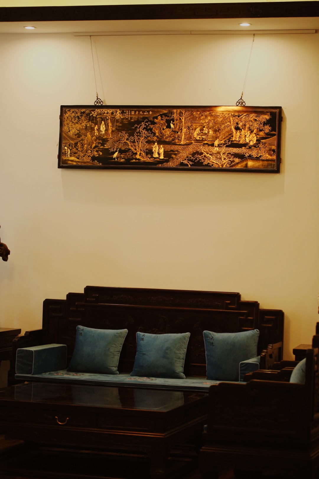 老物件【香山九老图】大挂屏
