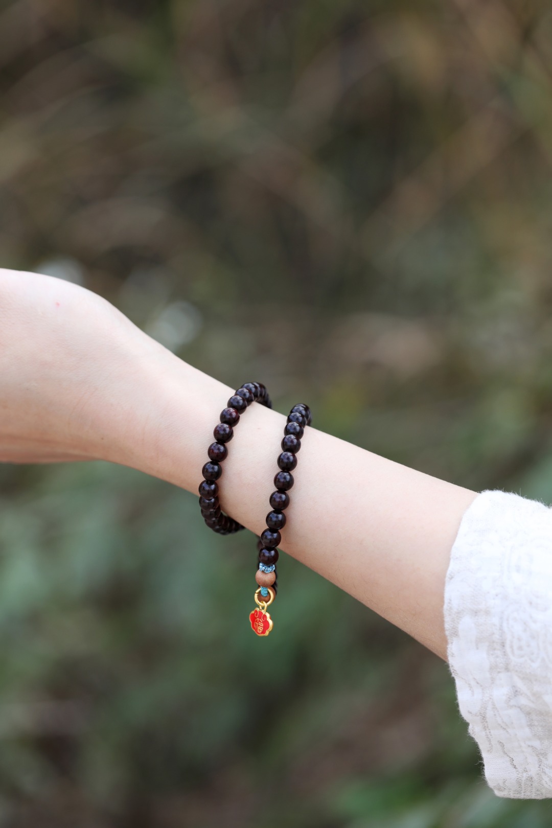 紫檀原创6mm【长命锁·福】

