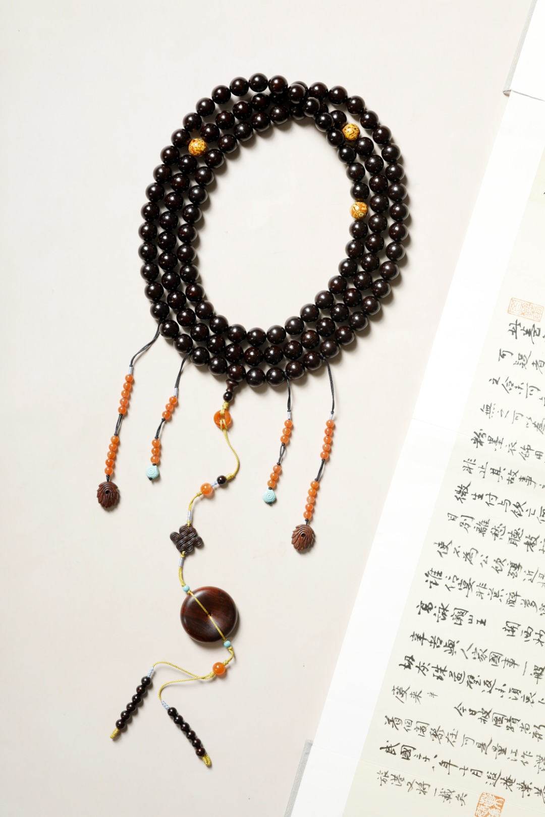 3551 小叶紫檀 12mm 108颗 带金星 
约150g 