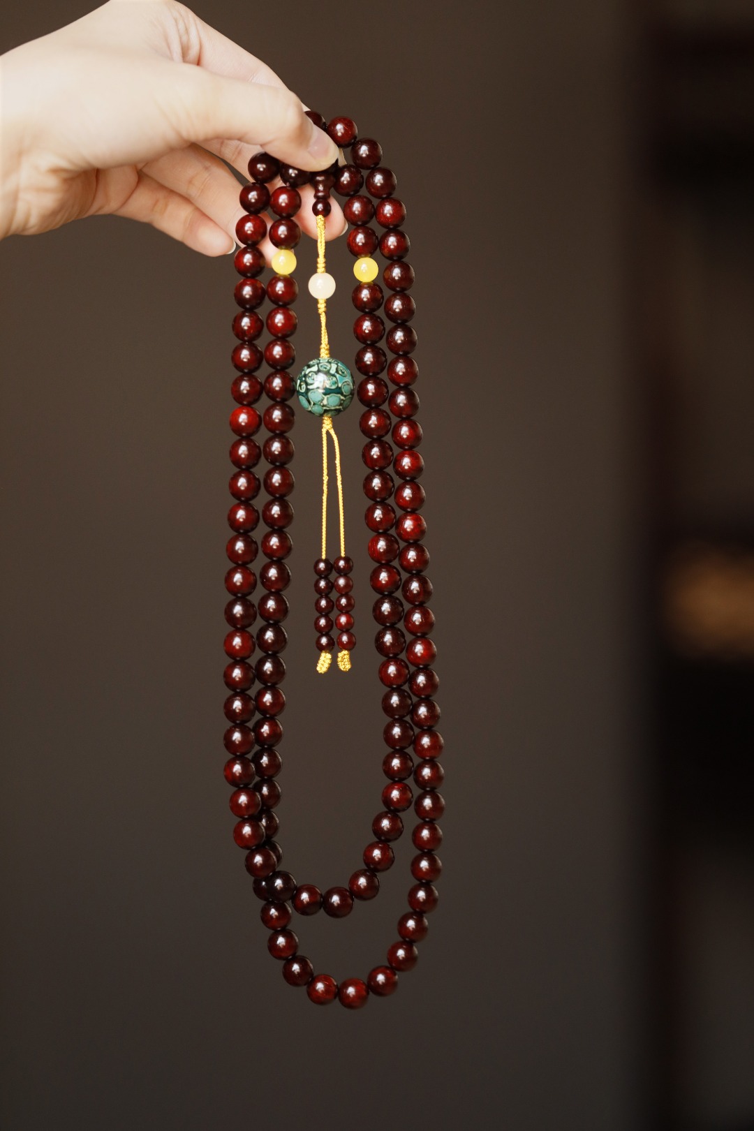 3539 小叶紫檀 鸡血红水波1.0x108颗 约79g