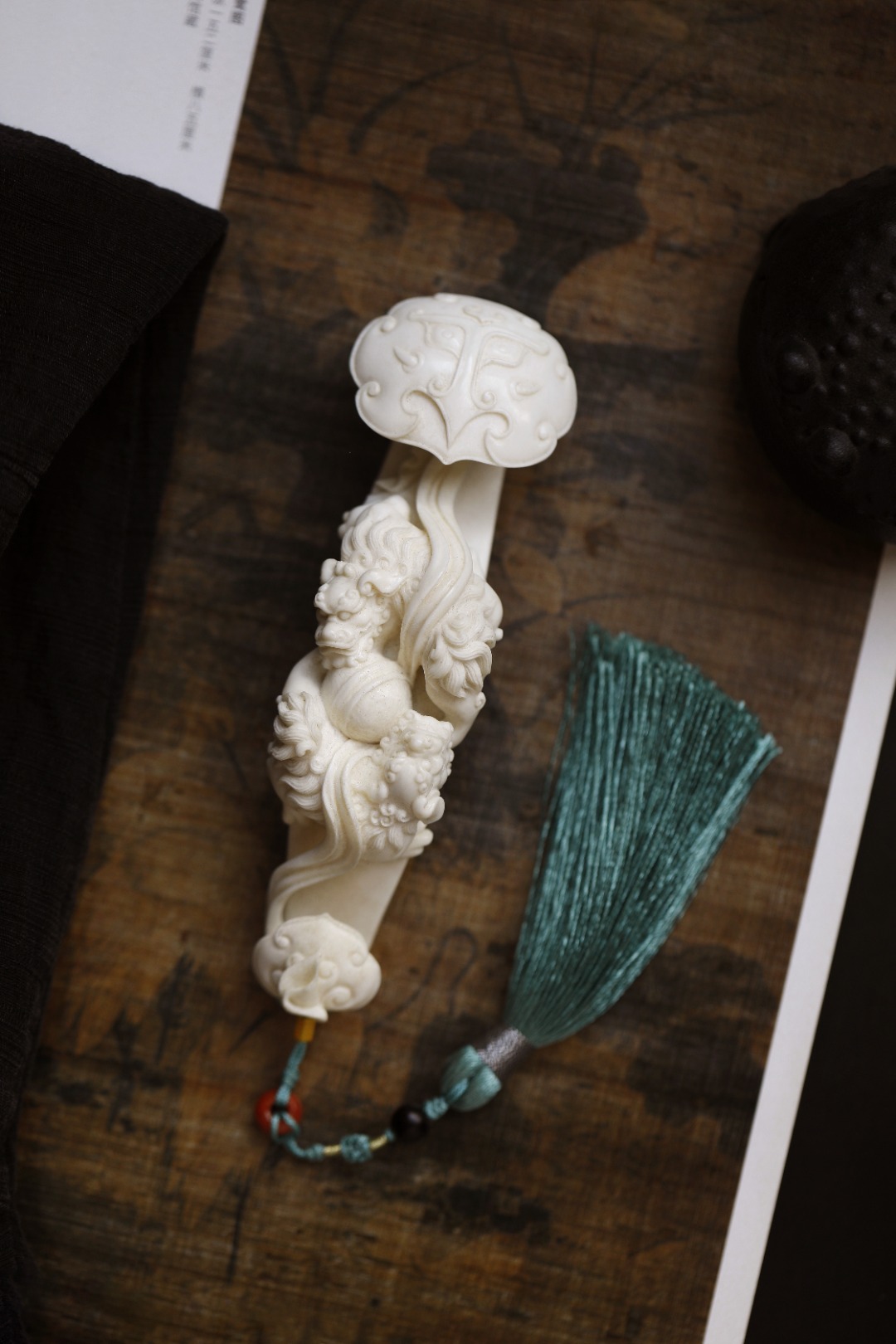 鹿角【双狮戏球】如意
