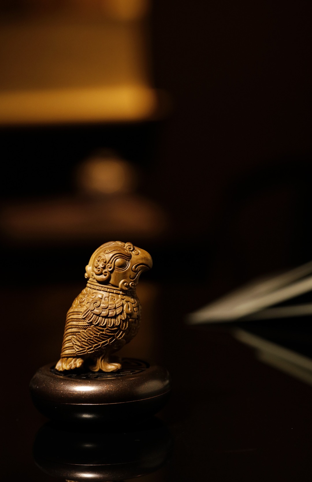 老山檀香【青铜鸟】手把件
