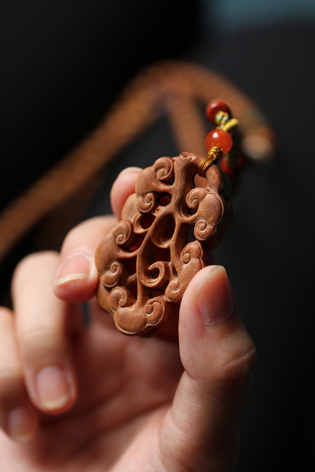 老山檀香 原创【灵芝】吊坠 6mm 108颗
