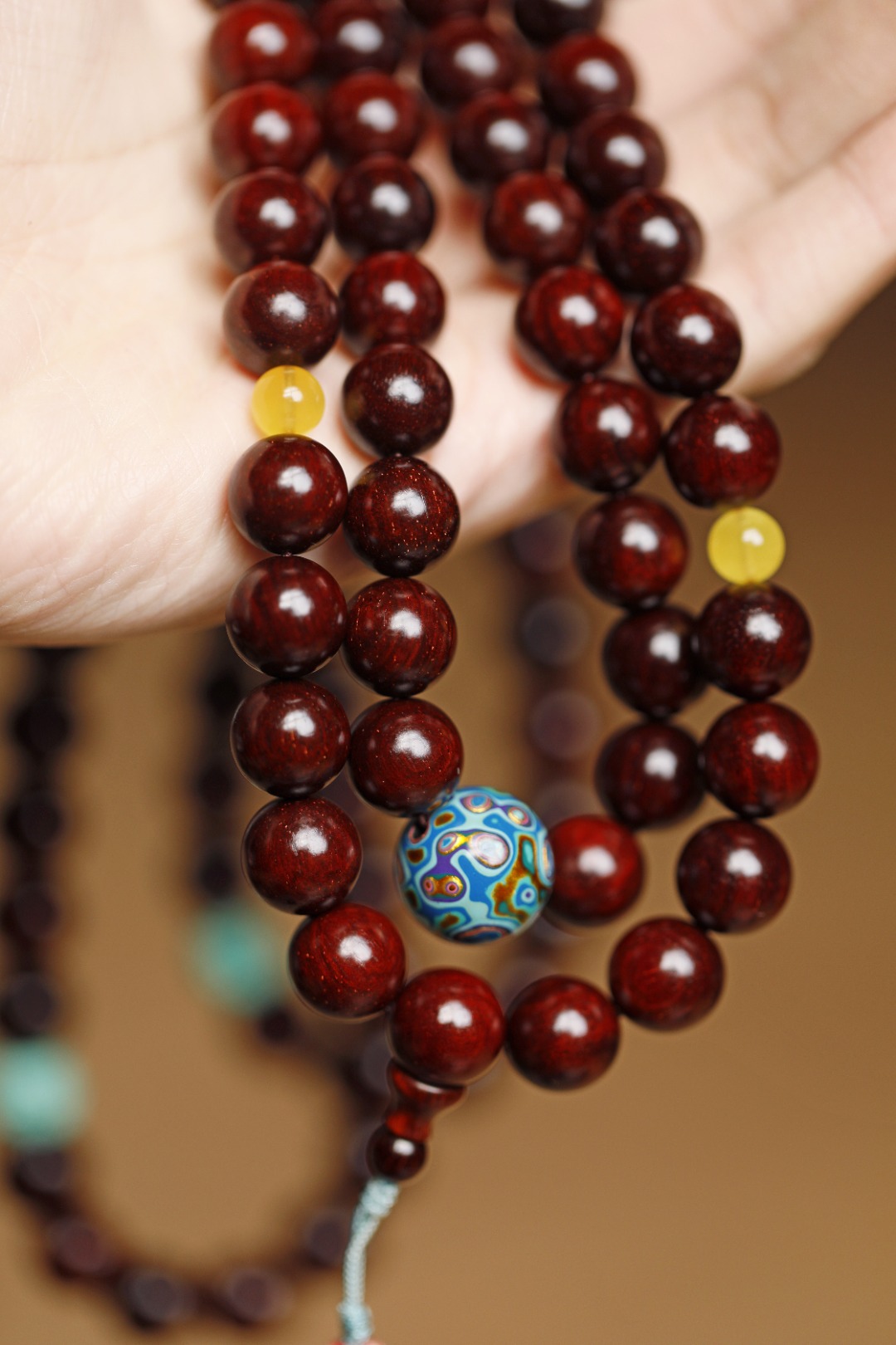 3528 小叶紫檀 鸡血红12mm 108颗 约142g 