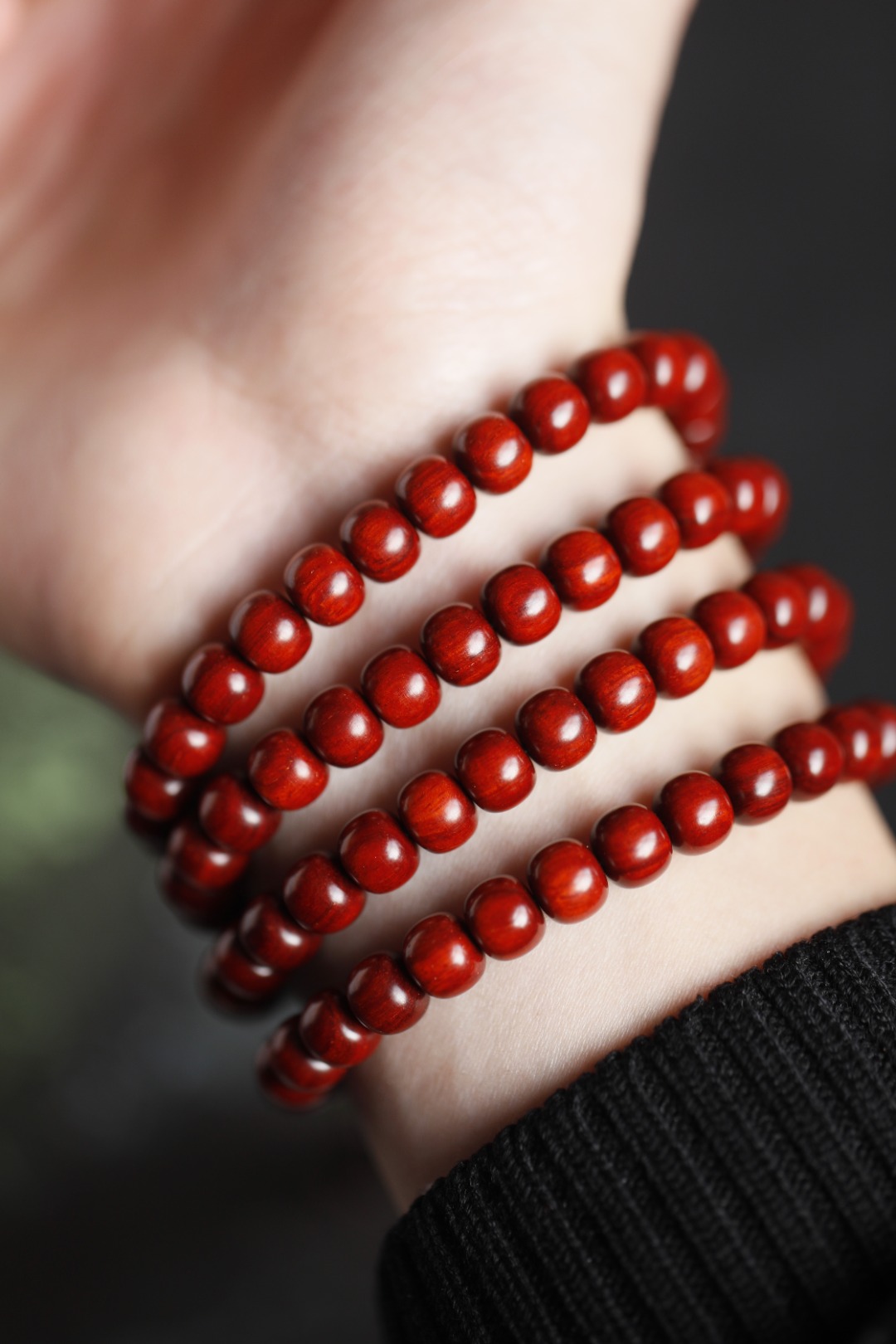 3589 小叶紫檀 鸡血红 高油密老料 7x8mm 约43.33g