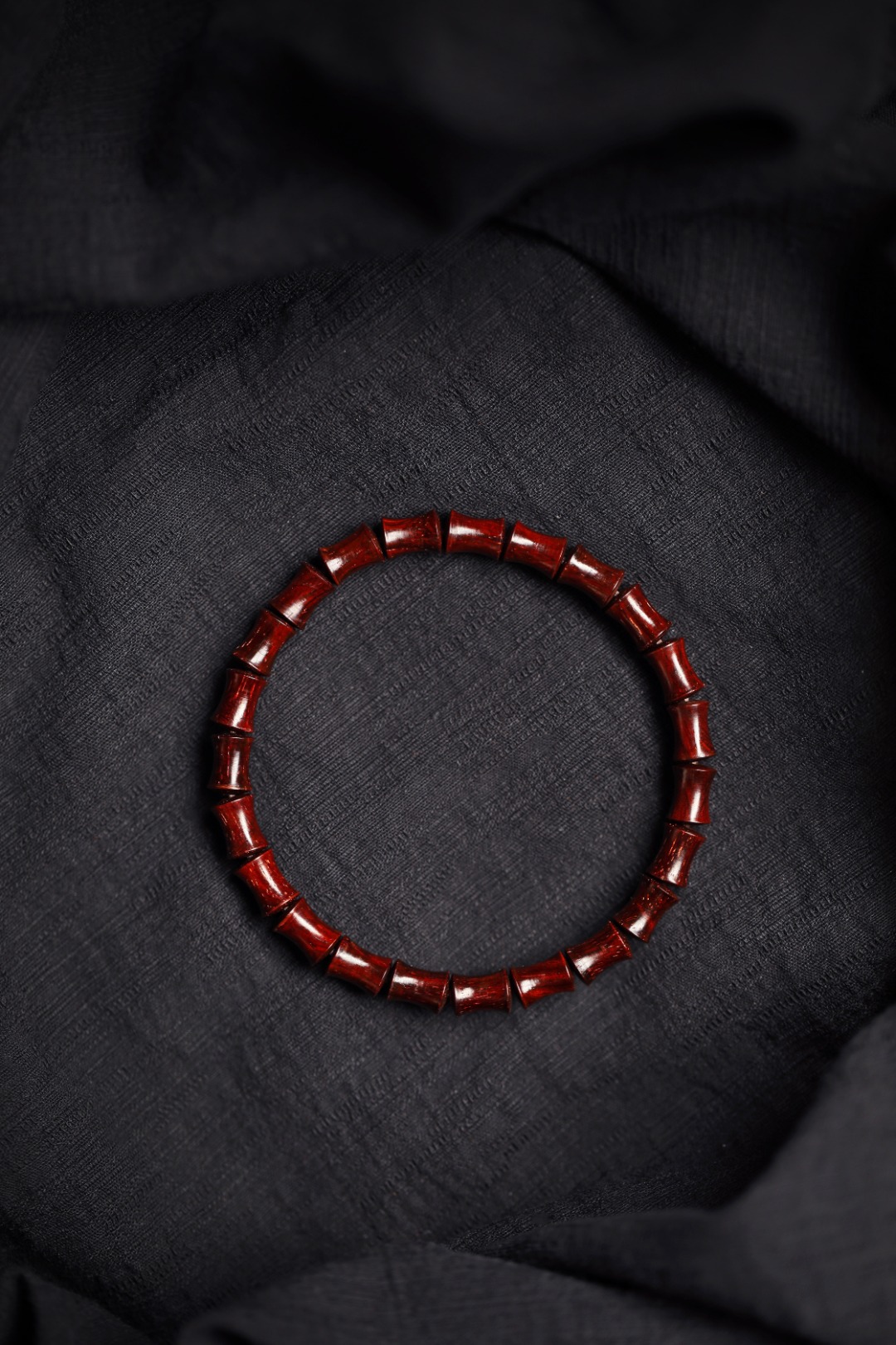 紫檀 竹节 6x8mm 高油密老料 单圈手串 约4.5g