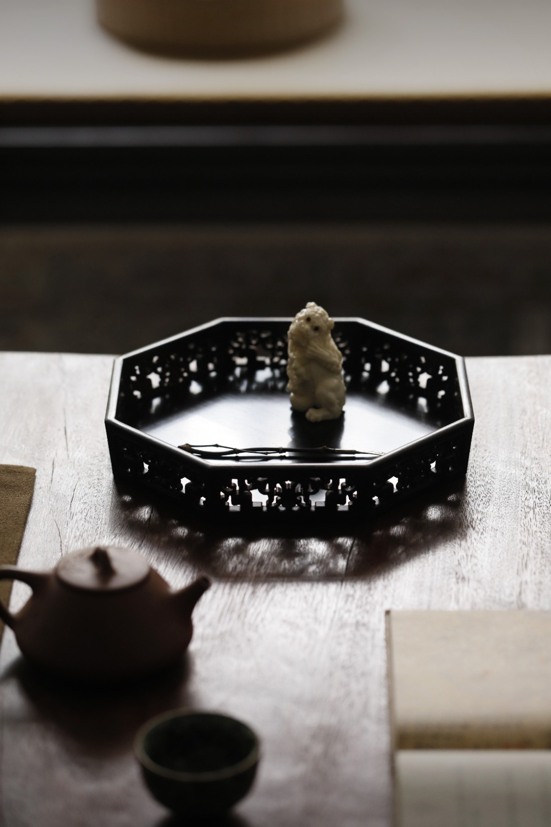 缠枝莲｜八角承盘  27*25*4.2cm 重450g